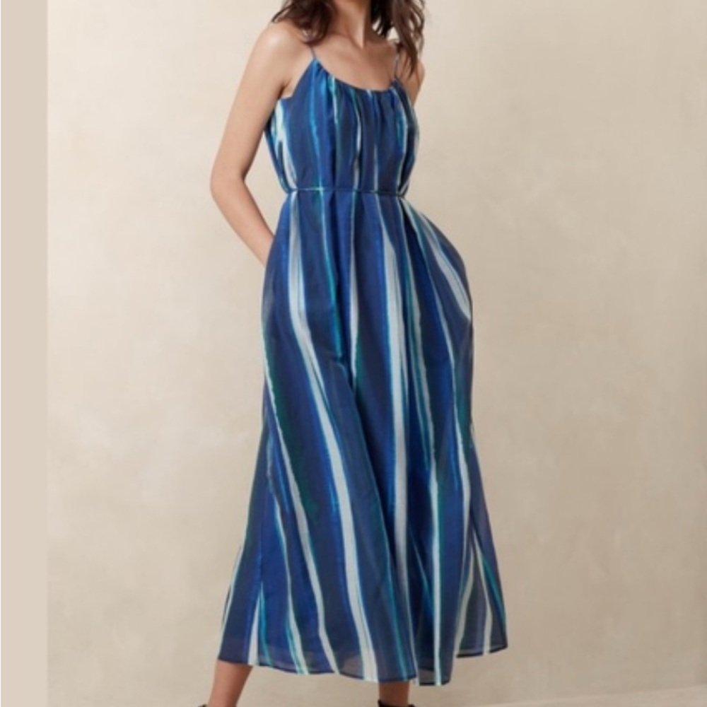 Banana Republic Maxi Dress in Blue and White Stripes